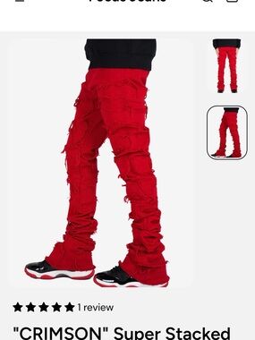 Focus 2000 Crimson Distressed Stacked Men’s Jeans